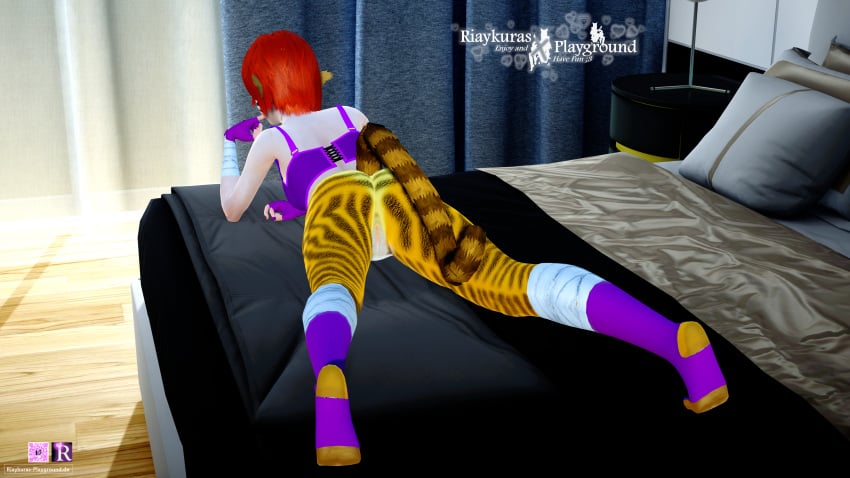 3d bandage bandaged_arm bandaged_leg bandages bedroom bra breath_of_fire breath_of_fire_ii cat_girl cat_tail catgirl female female_only furry furry_female gloves hi_res high_resolution highres katt_(breath_of_fire) laying laying_on_bed laying_on_stomach only_female picture purple_bra purple_gloves purple_socks pussy red_hair red_hair_female riaykuras_playground rinpoo_chuan self_upload short_hair solo solo_female striped striped_body striped_tail stripes tail toeless_legwear toeless_socks vagina viewed_from_behind