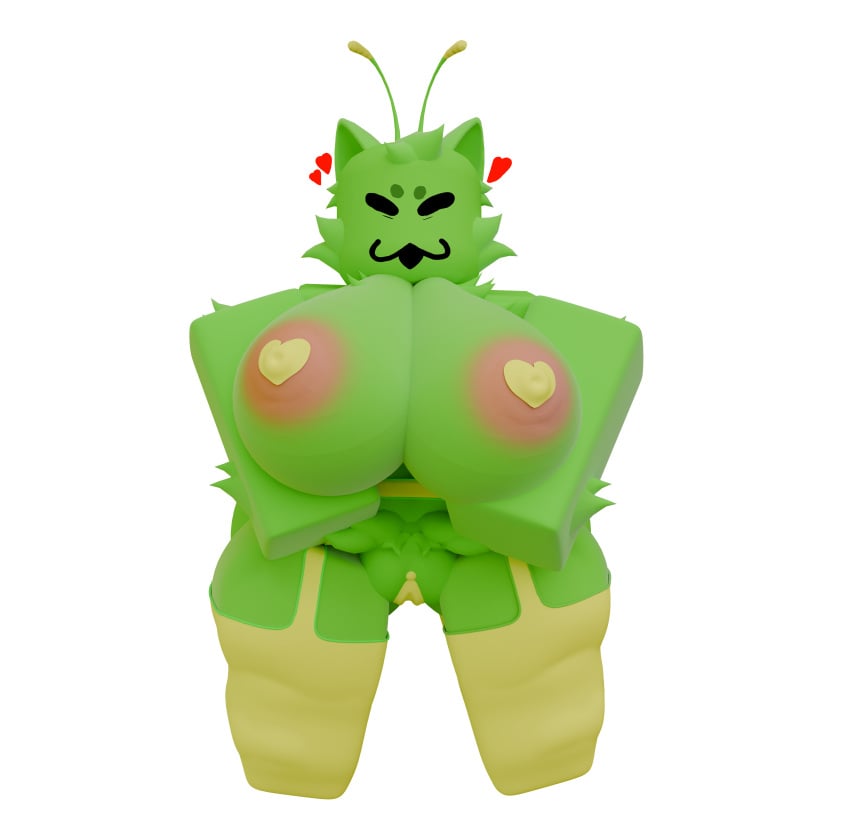 3d :3 absurd_res alien alpha_channel antennae_(anatomy) anthro big_breasts breasts clothing felid feline female fluffy garter_straps gnarpian gnarpy_(regretevator) green_body green_skin hi_res huge_breasts legwear lingerie mammal pasties regretevator roblox roblox_game robloxian solo teztaz thick_thighs thigh_highs