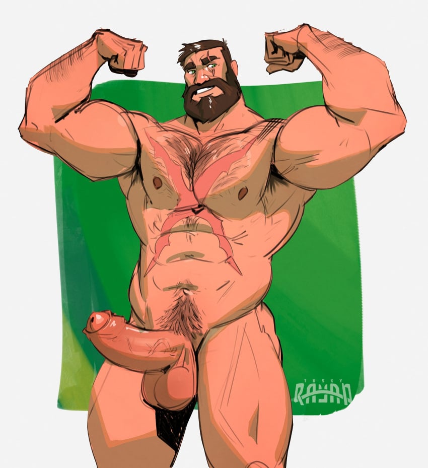 1boy balls bara barazoku beard big_balls big_penis completely_nude completely_nude_male daddy erection facial_hair flexing flexing_bicep foreskin gay hairy hairy_chest hard_on male male_focus male_nipples male_only male_pubic_hair manly mature_male muscular_male nipples nude penis proud_of_his_cock solo solo_male tuskyrayan uncut yaoi