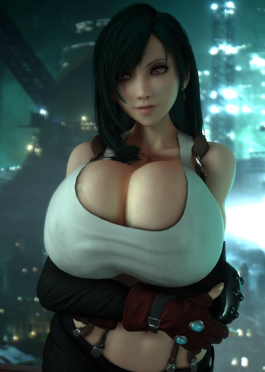 1girls 3d 3d_(artwork) alternate_breast_size asymmetrical_hair athletic athletic_female big_breasts black_hair breasts breasts_bigger_than_head bust busty chest cleavage curvaceous curvy curvy_figure dark_hair female female_focus female_only female_solo final_fantasy final_fantasy_vii final_fantasy_vii_remake fingerless_gloves fit fit_female gigantic_breasts gloves hand_on_hip hands_on_hips hips hourglass_figure huge_breasts human large_breasts legs light-skinned_female light_skin lips long_hair looking_at_viewer mature mature_female midriff red_eyes short_shorts shorts slim_waist small_waist solo solo_female square_enix suspenders thick thick_legs thick_thighs thighs thin_waist tifa_lockhart vaako voluptuous waist wasp_waist wide_hips