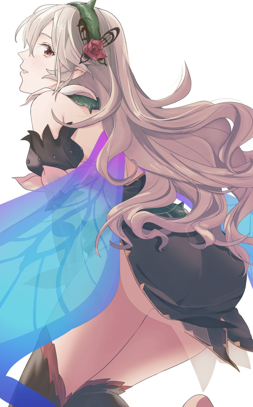 absurdres alternate_costume ass bare_shoulders bare_thighs big_ass commission corrin_(female)_(fire_emblem) corrin_(female)_(resplendent)_(fire_emblem) corrin_(fire_emblem) corrin_(fire_emblem)_(female) female fire_emblem fire_emblem_fates fire_emblem_heroes gradient_clothes grey_hair hair_vines highres official_alternate_costume red_eyes see-through skeb_commission solo sou_mei thighs thorns wing_cape