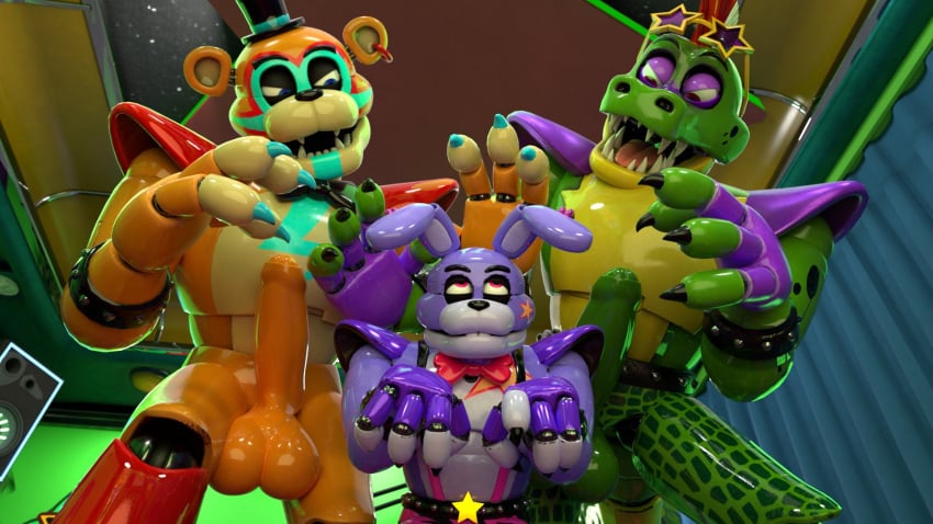 3boys alligator alligator_tail alligatorid alligatorid_humanoid angry angry_face animatronic anthro background bear before_sex biceps black_nails blue_nails body_markings bunny bunny_boy bunny_ears crocodile crocodile_tail crocodilian crocodylid facial_markings felhesznelenev five_nights_at_freddy's five_nights_at_freddy's:_security_breach fnaf glamrock_bonnie_(fnaf) glamrock_freddy_(fnaf) green_body green_glans green_penis inminent_sex lagomorph lagomorph_humanoid lighting_bolt looking_down machine male male/male male_only mohawk mohawk_(hairstyle) montgomery_gator_(fnaf) muscular muscular_anthro muscular_arms muscular_male muscular_thighs non-human non_mammalian_nipples orange_body orange_glans orange_penis pauldrons pink_glans purple_body red_hair reptile reptile_humanoid robot robot_humanoid scottgames simple_background smaller_male spiked_bracelet spotted_body steel_wool_studios tail tail_markings tattoo threesome two_tone_body two_tone_fur ursid ursid_humanoid ursine worried worried_expression worried_look