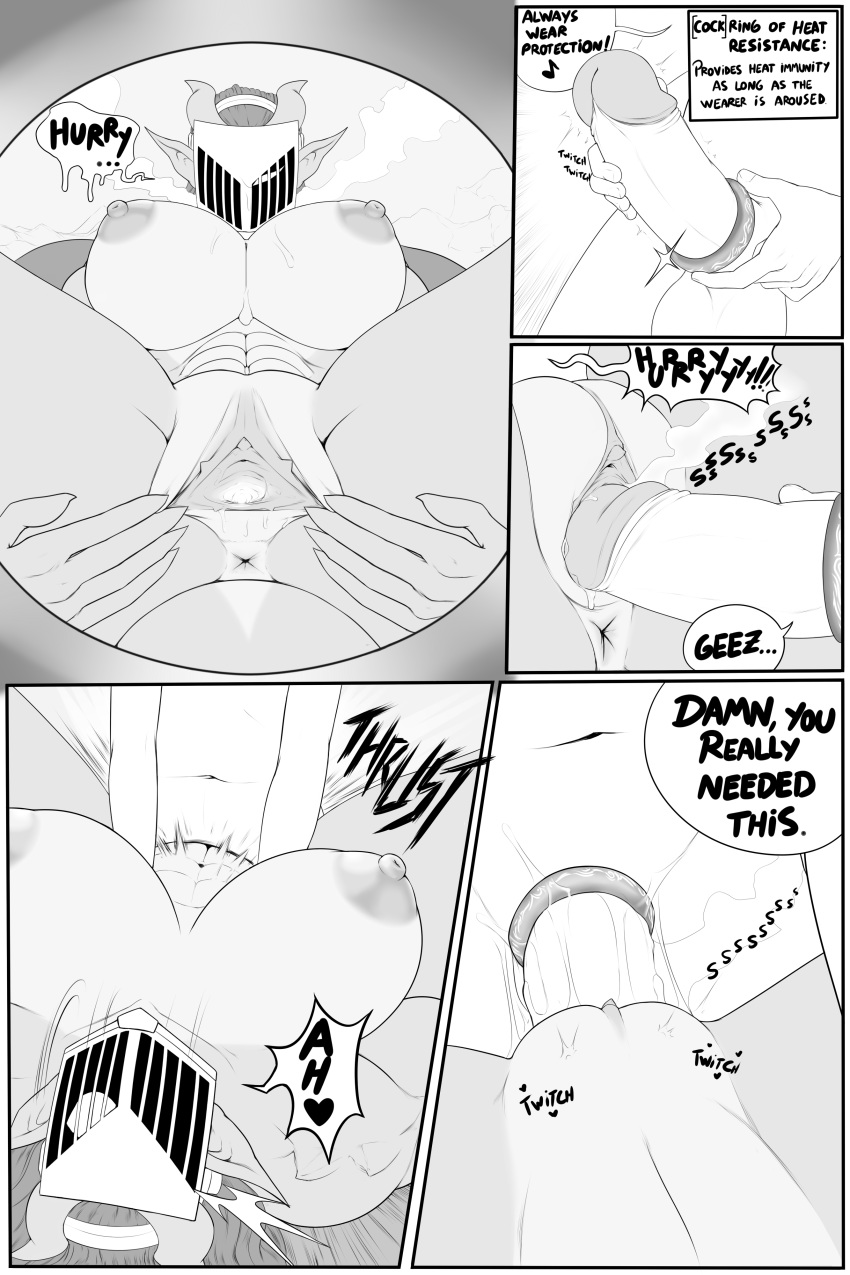 1boy 1girls abby_(redboard) abigail_(redboard) absurd_res anthro anus big_breasts bodily_fluids breasts comic dialogue dragon duo english_text female genital_fluids genitals geo_(redboard) heart hi_res huge_breasts human male male_human/female_anthro mammal monochrome mostly_nude muscular_female nipples penetration penis pussy pussy_juice redboard sex sketch spread_pussy spreading straight text vaginal_penetration