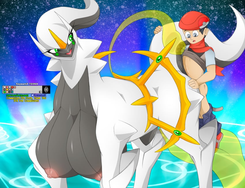 2024 absurd_res arceus areola big_breasts breasts busty_feral clothed clothing colored detailed duo equid equine eyelashes female feral feral_penetrated from_behind_position generation_4_pokemon green_eyes hand_on_butt hi_res huge_breasts human human_on_feral human_penetrating human_penetrating_female human_penetrating_feral interspecies kayasamix legendary_pokemon light_body logo looking_pleasured lucas_(pokemon) male male/female mammal mature_female nintendo nipples nude nude_female open_mouth partially_clothed penetration pink_areola pokemon pokemon_(species) pokephilia quadruped raised_tail sex simple_background size_difference smile spread_legs spreading tail tan_body text tongue tongue_out toony traditional_media_(artwork) white_body zoophilia