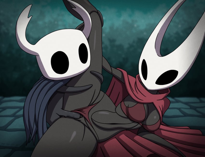 1boy 1girls anthro arthropod black_body bra breasts clothed clothing duo female hollow_knight hornet_(hollow_knight) incest kyde larger_female male male/female matching_underwear outerwear panties panties_aside penetration penis protagonist_(hollow_knight) pussy red_bra red_panties sex size_difference smaller_male spread_legs team_cherry underwear vaginal vaginal_penetration wide_hips