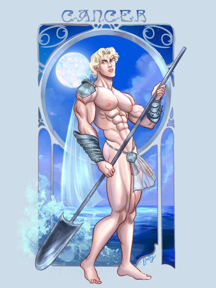 1boy abs bara biceps big_penis blueboybara blueboybara_zodiac cancer cancer_(zodiac_sign) caucasian caucasian_male flaccid flaccid_penis huge_cock male male_only muscles muscular muscular_male pecs penis see-through shovel solo solo_male thick_thighs veiny_penis zodiac