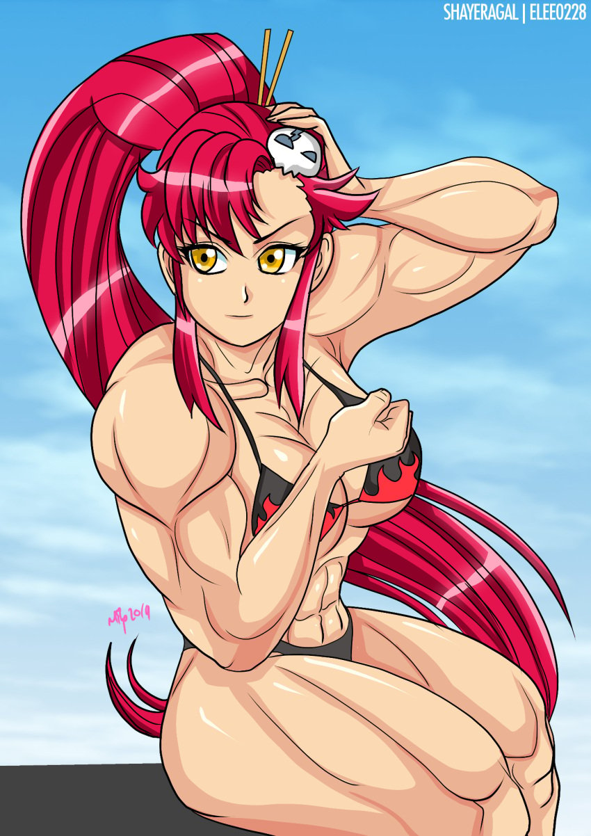 1girls big_breasts bikini breasts cleavage elee0228 extreme_muscles female female_only large_breasts muscles muscular muscular_female shayeragal tengen_toppa_gurren_lagann thick_thighs yoko_littner