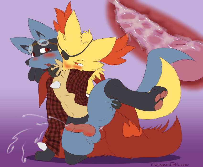 2boys absurd_res all_fours anon_fox anthro anthrofied bite blush bodily_fluids canine clothing cum cum_in_ass cum_inside delphox doggy_style duo ejaculation eye_patch eyewear fox from_behind_position furry gay genital_fluids hi_res humanoid internal interspecies k9player_(artist) knot lucario male male_only neck_bite nintendo nova_the_lucario_(character) open_mouth original_character pokemon pokemon_(species) pokemon_dppt pokemon_xy raised_leg sex simple_background testicles text video_games watermark x-ray yaoi