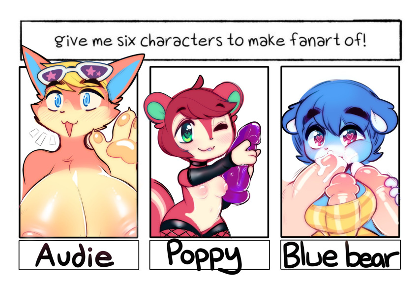 2020 3boys 3girls alternate_breast_size animal_crossing anthro areolae audie_(animal_crossing) big_breasts blonde_hair blue_body blue_eyes blue_fur blue_hair bluebear_(animal_crossing) blush bodily_fluids breasts bukkake canine clothed_female_nude_male clothing cum cum_in_mouth cum_inside cum_on_penis dildo dress english_text eye_contact eyewear eyewear_on_head faceless_male fellatio female fishnet_leggings fishnets fur furry genital_fluids green_eyes hair half-closed_eyes heart hi_res holding_dildo holding_object holding_sex_toy huge_breasts human humanoid_genitalia humanoid_penis interspecies large_breasts looking_at_viewer male mammal meme multicolored_body multicolored_fur multiple_penises nintendo nipples one_eye_closed open_mouth oral orange_body orange_fur paizuri paizuri_under_clothes pawpads penis poppy_(animal_crossing) raikissu red_body red_fur red_hair rodent sex sex_toy small_breasts sunglasses sunglasses_on_head tan_body tan_fur text tree_squirrel two_tone_body two_tone_fur ursine video_games white_body white_fur wink wolf yellow_body yellow_clothing yellow_dress yellow_fur