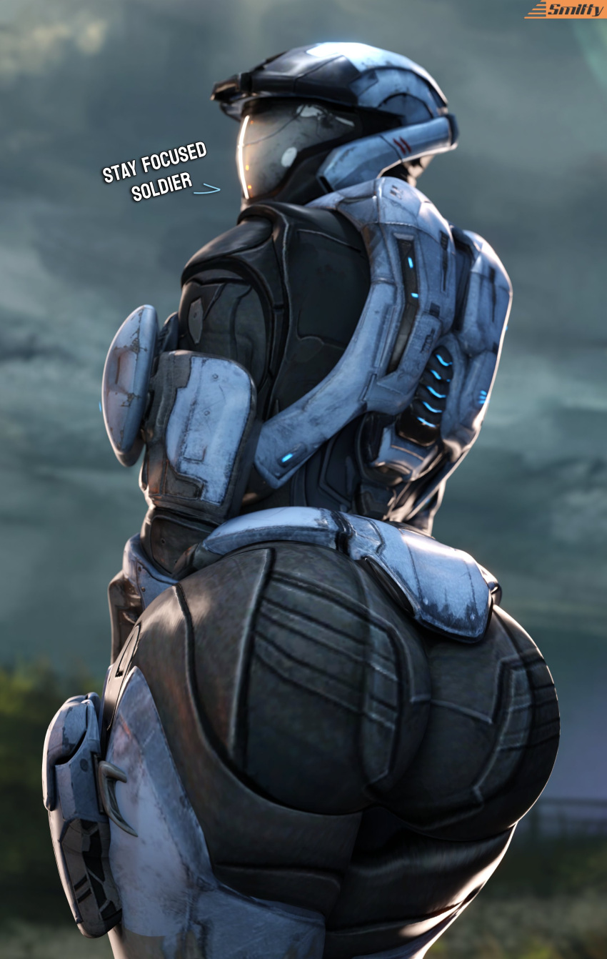 1girls 3d armor ass ass_focus big_ass female female_only female_spartan_(halo) halo_(series) helmet hi_res high_resolution kat-b320 large_ass looking_at_viewer looking_back smitty34 solo spartan_(halo) very_high_resolution