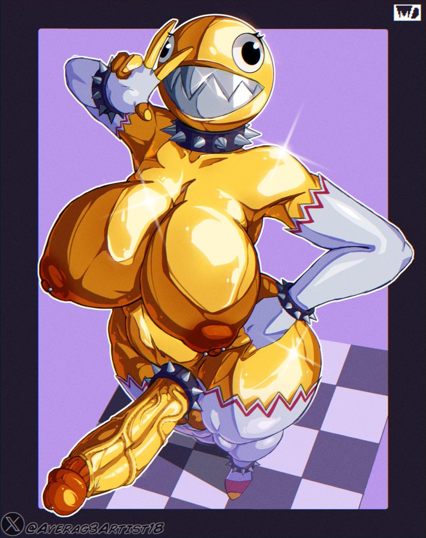 1futa alternate_version_at_source alternate_version_available areola areolae averag3artist18 balls big_breasts breasts chain_chomp elbow_gloves erection futa_only futanari gloves gold_body gold_chain_chomp high-angle_view huge_breasts huge_cock humanoid humanoid_penis nipples nude peace_sign penis solo solo_futa spiked_bracelet standing thick_thighs thighhighs veiny veiny_penis wide_hips wyerframez