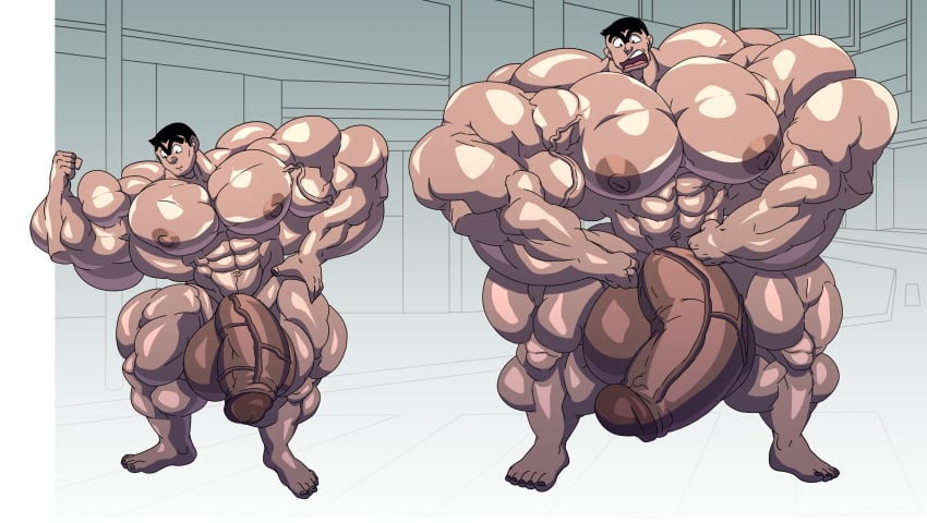 balls big_nipples big_pecs bodybuilder cerulien47 hyper hyper_balls hyper_bulge hyper_cock hyper_genitalia hyper_penis hyper_testicles kankichi_ryotsu kochikame male male_only muscles muscular muscular_arms muscular_male penis