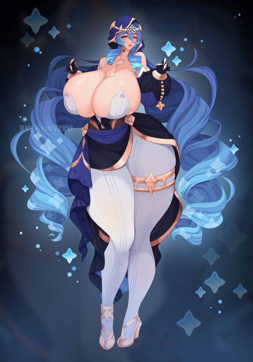 1girls big_ass breasts breasts_bigger_than_head cleavage female female_only genshin_impact high_resolution large_breasts layla_(genshin_impact) looking_at_viewer solo thick_thighs thighs tundromaiden very_high_resolution wide_hips