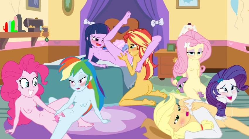 1boy 7girls accurate_art_style applejack_(eg) applejack_(mlp) cloppyhooves cunnilingus dog double_dildo equestria_girls female fluttershy_(eg) fluttershy_(mlp) flutterspike male my_little_pony naked orgy pinkie_pie_(eg) pinkie_pie_(mlp) pinkiedash pussy_juice rainbow_dash_(eg) rainbow_dash_(mlp) rainbow_rocks rarijack rarity_(eg) rarity_(mlp) smooth_skin spike_(eg) spike_(mlp) straight sunset_shimmer sunsetsparkle twilight_sparkle_(eg) twilight_sparkle_(mlp) yuri