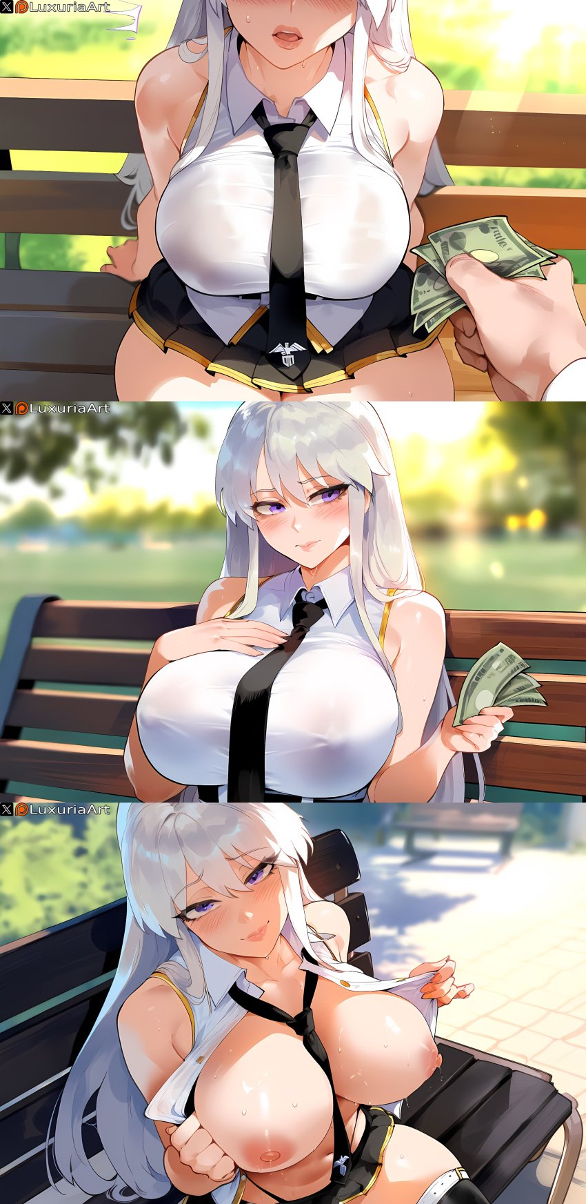 ai_generated artstyle_imitation azur_lane enterprise_(azur_lane) huge_breasts light-skinned_female light-skinned_male light_skin luxuriaart offering_money pale-skinned_female pale-skinned_male pale_skin paying prostitution thiccwithaq_(ai_style) thick_lips undressing