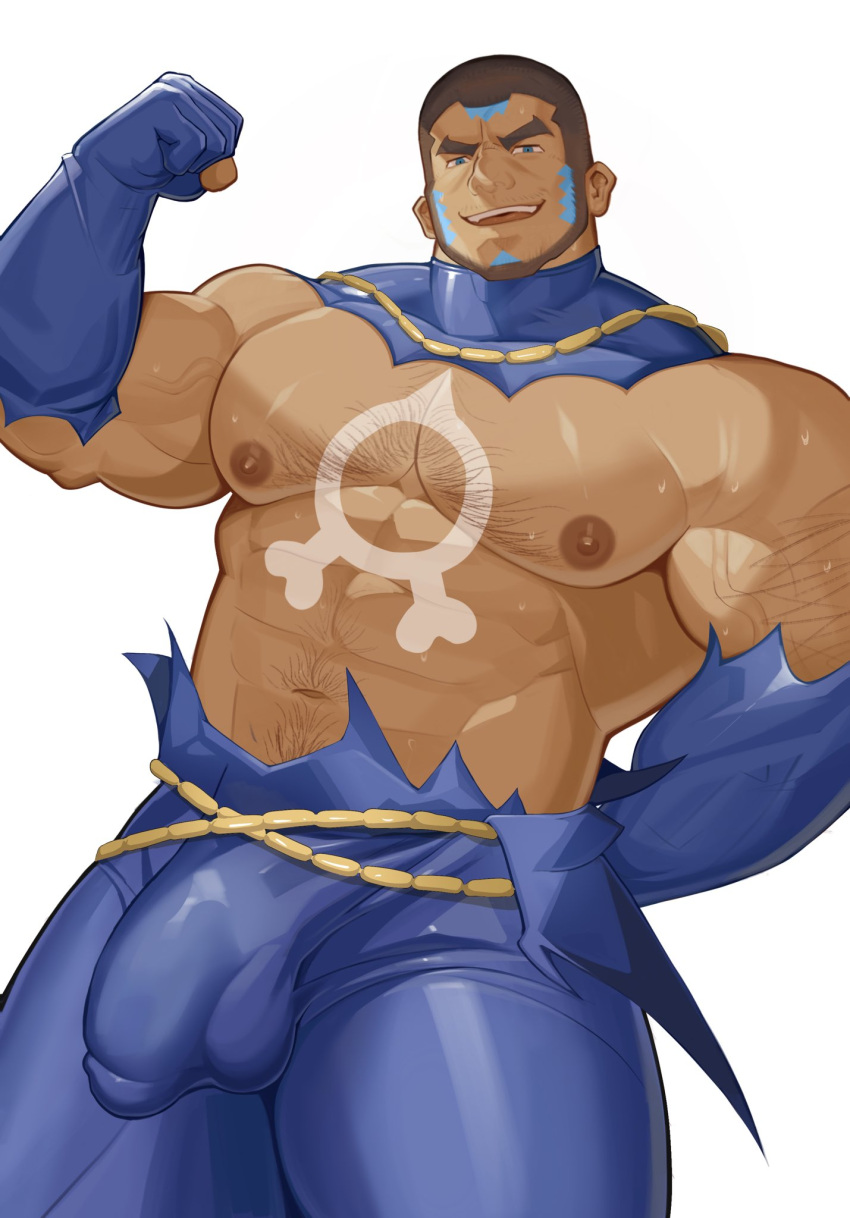 1boy bara beard big_bulge clothing hairy_chest huge_bulge leoooliooon male male_focus male_nipples male_only matt_(pokemon) muscular_male nintendo nipples pokemon pokemon_(game) pokemon_rse solo_male team_aqua tight_clothing