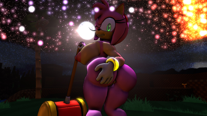 3d 3d_(artwork) amy_rose big_breasts big_butt chill407 green_eyes looking_at_viewer moonlight pink_body pink_hair pov sega smiling_at_viewer solo sonic_(series) sonic_the_hedgehog_(series) source_filmmaker