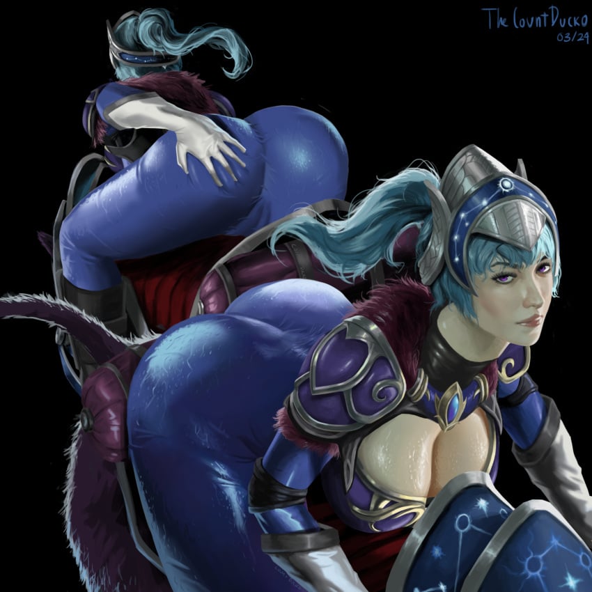 big_ass big_breasts big_butt dota_2 latex luna_(dota) thecountducko wet