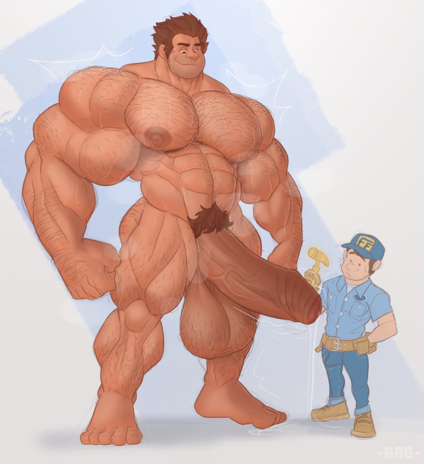 abs biceps boner erection fix-it_felix gab_art gay hyper hyper_balls hyper_genitalia hyper_penis hyper_testicles male male_focus male_only muscle muscles muscular muscular_arms muscular_ass muscular_back muscular_legs muscular_male muscular_thighs musk nipples nude pecs ralph_(wreck-it_ralph) sweat sweating veins veiny_penis wreck-it_ralph