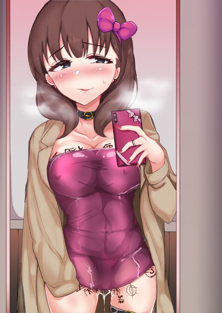 1girls blush female_only idolmaster mirror_selfie sakuma_mayu selfie