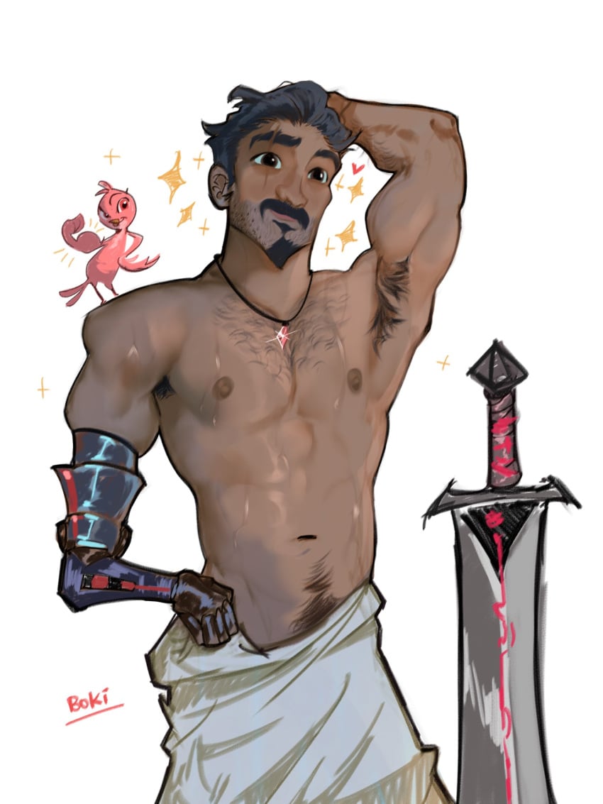 ballister_boldheart haideebobs half_naked male male_only nimona nimona_(nimona) solo_focus towel towel_only