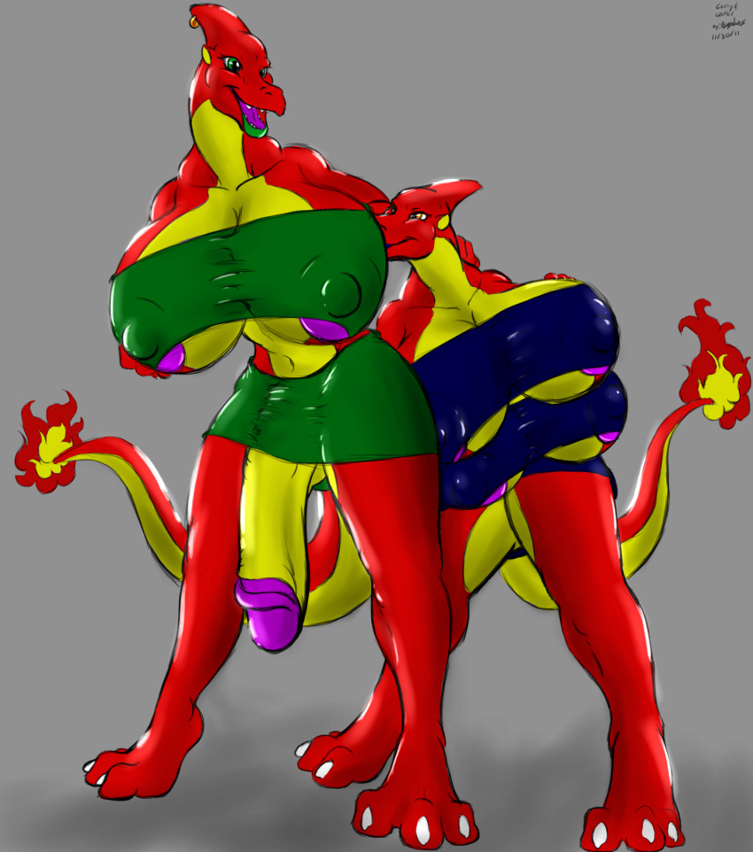 1futa 1girls 2011 alternate_color anthro anthrofied big_breasts bigshow breasts carol charmeleon corey dated female fire foreskin furry futanari hi_res hyper intersex long_neck multi_breast nintendo original_character pokémon_(species) pokemon pokemon_rgby pokemorph tail text thick_thighs video_games watermark wide_hips