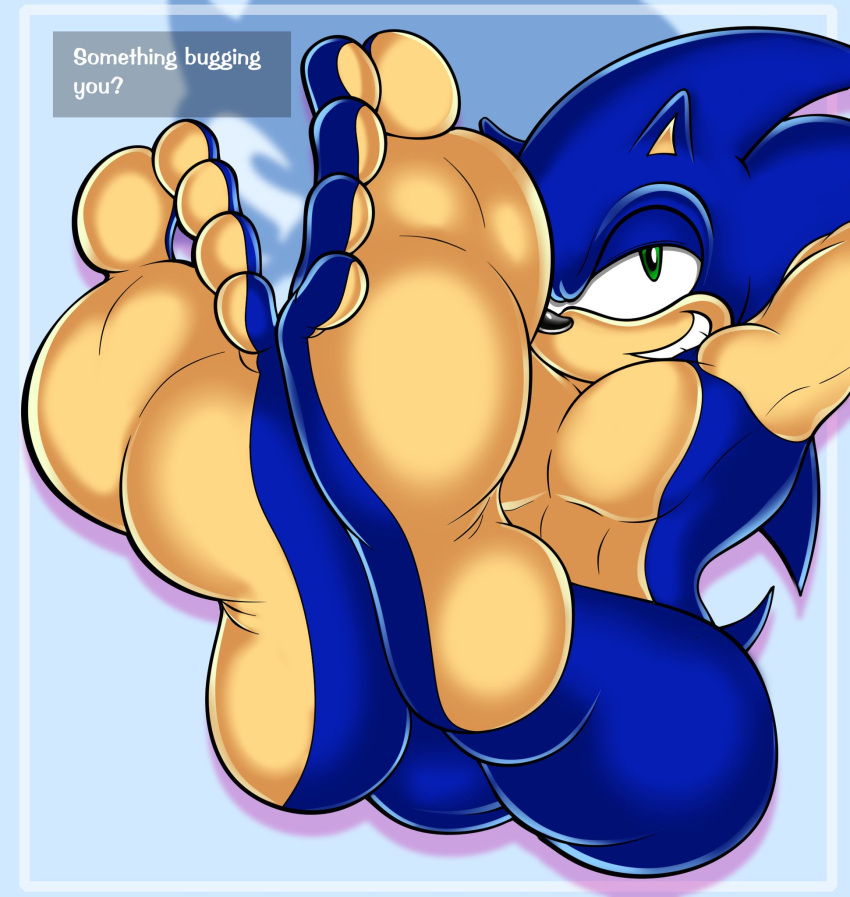 blue_background ceegee dialogue feet foot_fetish foot_focus hedgehog looking_at_viewer male_only sonic_(series) sonic_the_hedgehog sonic_the_hedgehog_(series) text