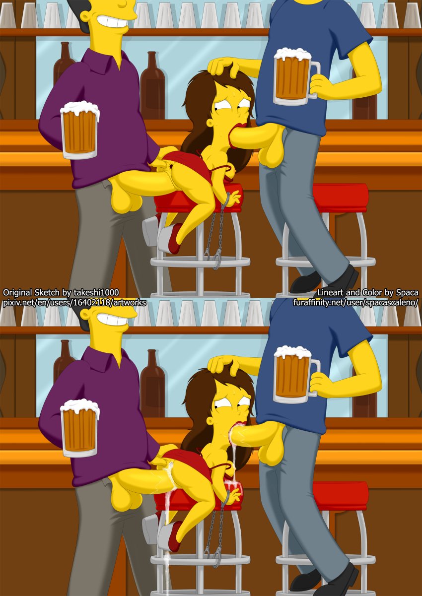 20th_century_fox 20th_century_studios accurate_art_style beer cuffs cum cum_in_mouth cum_in_pussy cum_inside dwarf_female fox_corporation gracie_films maya_(simpsons) oral oral_penetration sex spaca takeshi1000 the_simpsons vaginal_penetration yellow_body yellow_skin