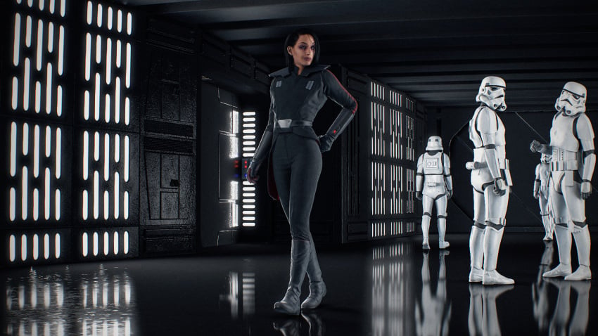 1girls 3d 4boys armor ass clothed clothed_female clothed_male female hallway inquisitor jedi:_fallen_order looking_at_partner looking_back looking_behind male second_sister seductive seductive_look source_filmmaker standing star_wars stormtrooper trilla_suduri walking watching xieangel