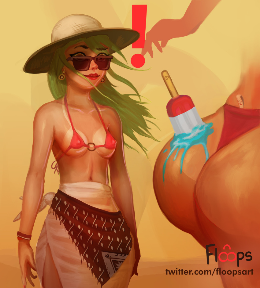 ! beach bikini breasts dripping floops_(artist) lollipop wet