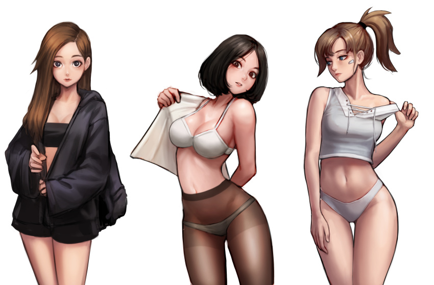 3girls big_breasts jungon_kim multiple_girls pantyhose reference_work