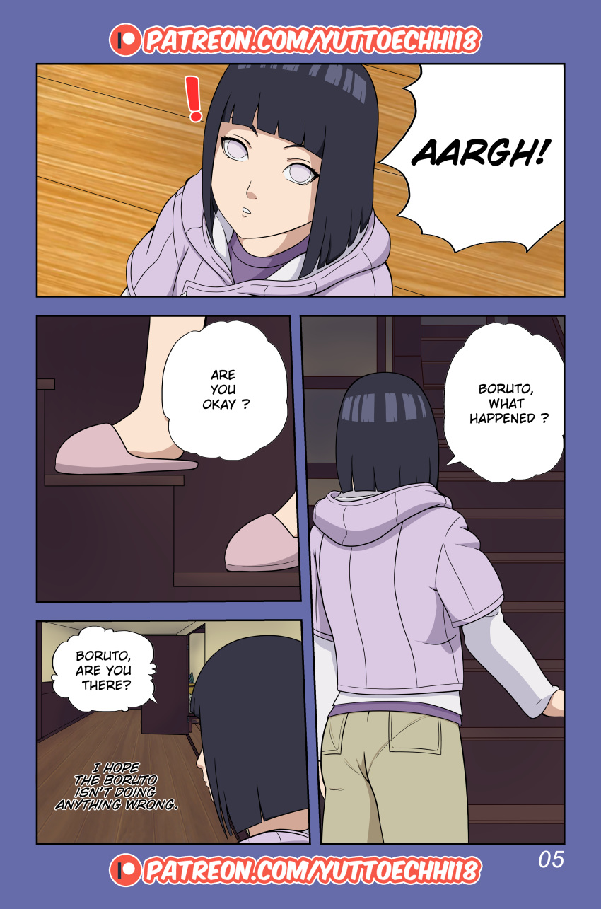 1girls boruto:_naruto_next_generations chapter_1 comic english_text hyuuga_hinata mrchungus naruto naruto_(series) page_5 right_to_left solo