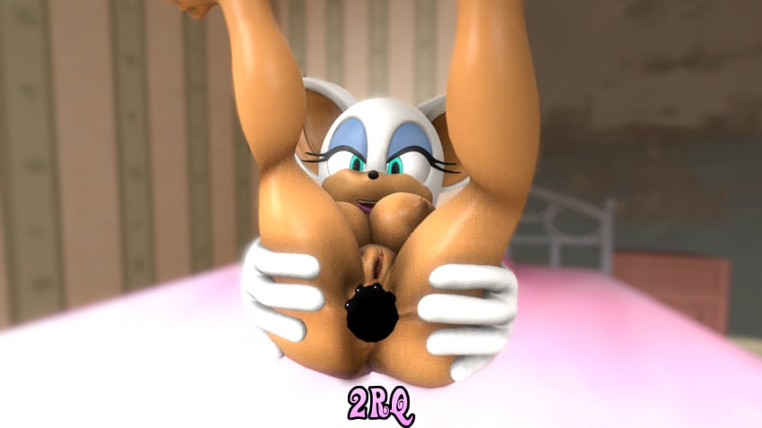 anal bedroom dildo dildo_in_ass knobbed_dildo rouge_the_bat solo solo_female sonic_(series) spread_ass spread_legs