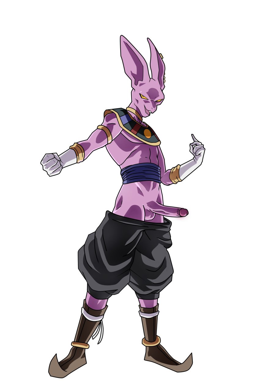 balls big_ears boner chiritea clothing dragon_ball dragon_ball_super dyspo erection god_of_destruction lagomorph male male_only muscles pants_down penis purple_body purple_skin rabbit rabbit_ears solo solo_male