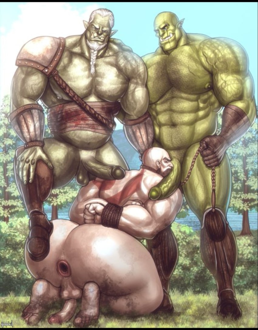 3boys 3males anthro_dominating_male bald bald_man bara bara_tits beard big_ass big_butt big_penis boots_only bopehol bubble_ass bubble_butt daddy defeated defeated_hero dilf dog_collar domination dumptruck_ass dumptruck_butt erect_penis facial_hair foot_on_ass forest gay god_of_war green_skin huge_ass huge_butt humiliated humiliation imminent_rape kratos large_ass large_butt licking_penis male male/male male_only massive_ass massive_butt mature_male muscular_ass nature nature_background nude older_male on_all_fours orc orc_dom orc_male orc_males orcs outdoors penis penis_on_face petplay public public_nudity restrained restraints stomping_on_ass submissive_male thick thick_ass thick_butt thick_thighs yaoi