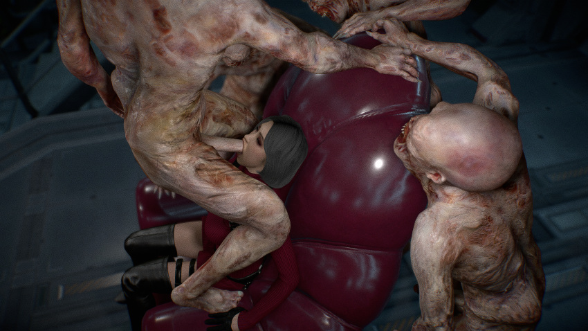 3d ada_wong monster nobis nobis19 pale_head_(resident_evil) red_dress resident_evil zombie