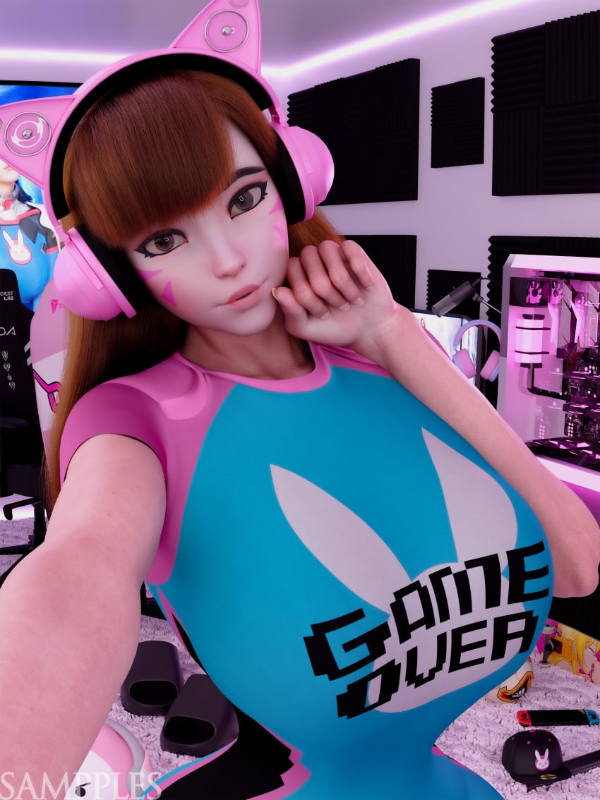 1girls 3d absurd_res big_breasts blizzard_entertainment breasts busty cat_ear_headphones chair child_bearing_hips clothing computer curvaceous curvy d.va desktop detailed_background electronics exhibitionism facepaint female female_only gamer_chair gamer_girl hana_song hat headphones highres hourglass_figure human inviting light-skinned_female light_skin long_hair mirror mirror_selfie mountain_dew onesie overwatch overwatch_2 pachimari pale_skin phone sampples seductive selfie solo suggestive thick thick_ass thick_thighs thong tights toned toned_female video_games voluptuous wide_hips