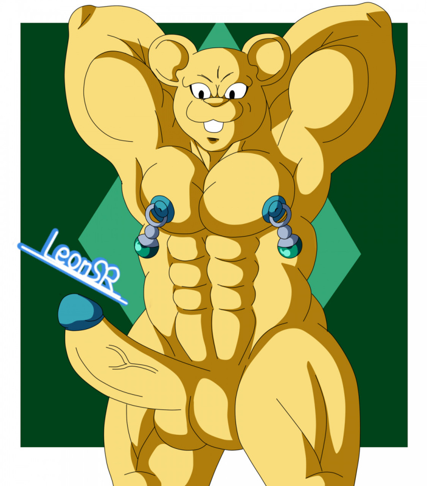 balls bara barazoku big_balls big_penis boner dragon_ball dragon_ball_super erection god_of_destruction hands_behind_head leonsr male male_only mouse muscles muscular nude penis quitela rodent solo solo_male yellow_body yellow_fur