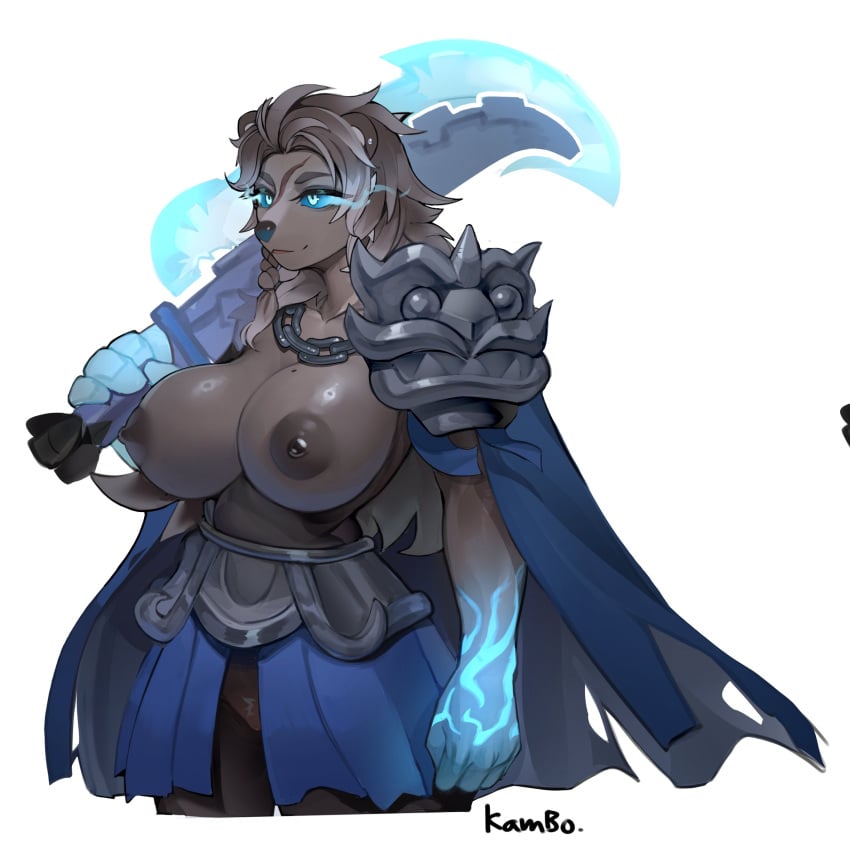 big_breasts breasts canine female furry gunfire_reborn janjin192 nipples pole_monarch_(gunfire_reborn) thick_thighs wide_hips