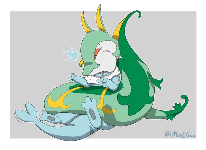 ambiguous_gender duo eeveelution feral generation_1_pokemon generation_5_pokemon hi_res maoegou nintendo pokemon pokemon_(species) serperior vaporeon vore