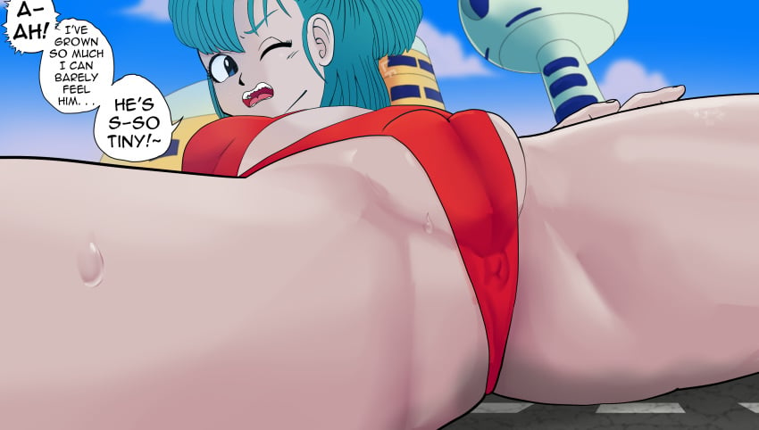 bulma_briefs dragon_ball dragon_ball_(classic) one-piece_swimsuit pussy pussy_focus swimsuit teenage_bulma