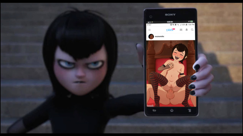 3d accurate_art_style anal anal_sex angry artist_name black_nails caught caught_on_camera clothed_female comedy edit fingernails funny hand_on_breast hotel_transylvania mavis_dracula nail_polish noznorohc phone pixiv pussy saliva_trail short_hair small_breasts smartphone sony_corporation thighhighs wet_pussy