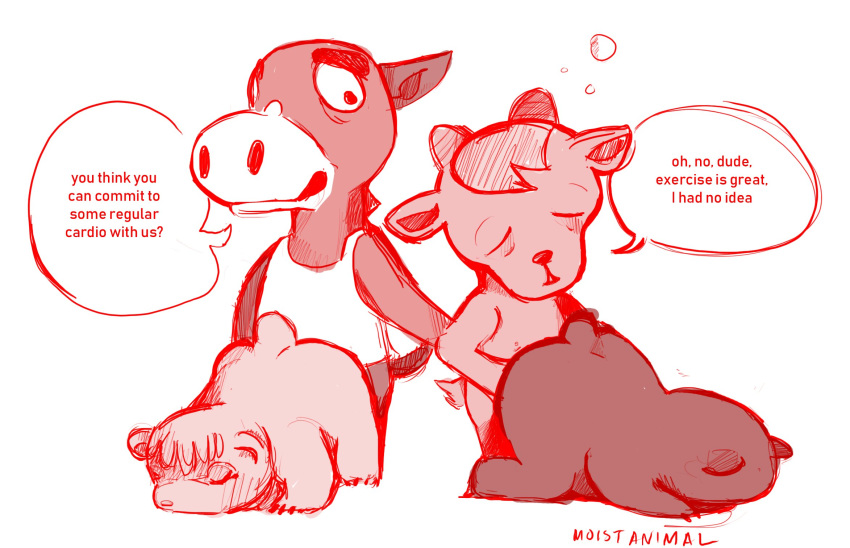 all_fours ambiguous_gender animal_crossing anthro bovid buck_(animal_crossing) caprine dialogue doggy_style english_text equid equine from_behind_position gay goat group group_sex hi_res horse male male/ambiguous mammal maple_(animal_crossing) moist_animal nintendo sex sherb_(animal_crossing) sketch tammy_(animal_crossing) text tired ursid video_games