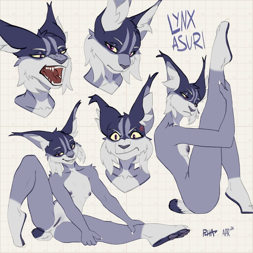 absurd_res annoyed anthro areola asuri_(brawlhalla) brawlhalla breasts cheek_tuft digital_media_(artwork) ear_tuft expressions facial_tuft felid feline female fur genitals hi_res holding_leg looking_at_viewer lynx mammal markings multicolored_body multicolored_fur nipples nude open_mouth purple_body purple_fur pussy raised_leg rhaelrhaelrasputin simple_background sitting small_breasts small_tail smile solo stretching tail teeth tongue tuft two_tone_body two_tone_fur white_body white_fur yoga