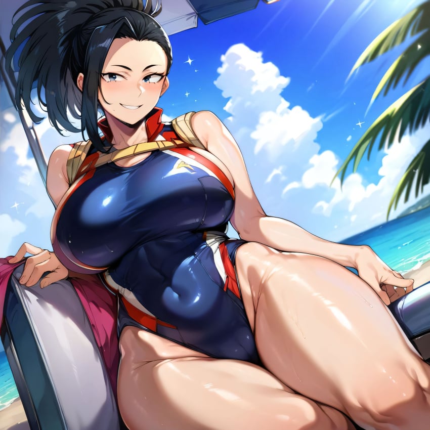 1girls ai_generated alternate_breast_size big_breasts bostin breasts busty curvaceous curvy curvy_body curvy_female curvy_figure female huge_breasts large_breasts momo_yaoyorozu my_hero_academia nipples school_swimsuit solo sweat sweating sweaty sweaty_body sweaty_breasts swimsuit thick_thighs thighs venus_body yaoyorozu_momo