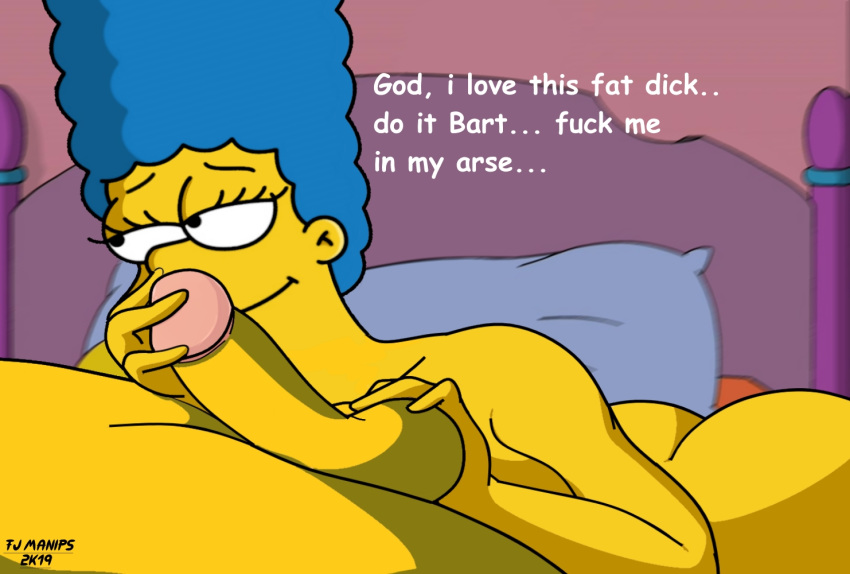 bart_simpson bed bedroom big_penis english_text fjm headboard horny incest marge_simpson nude_female partial_male pillow tagme the_simpsons