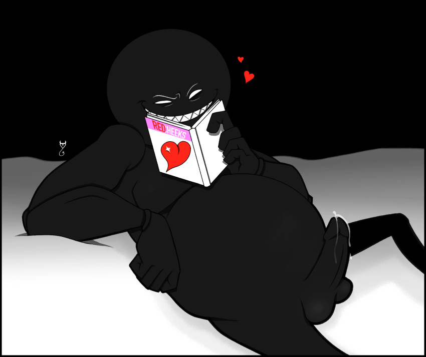 1boy black_body carapace carapacian chubby chubby_male cum cum_drip cumming gh0stlygr1m heart hearts_around_head hearts_boxcars homestuck magazine male_focus male_only ms_paint_adventures porn_magazine smile smiling white_eyes