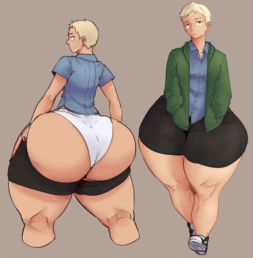 ambiguous_gender ass blonde_hair cantankeravian huge_ass human panties thick_thighs thighs