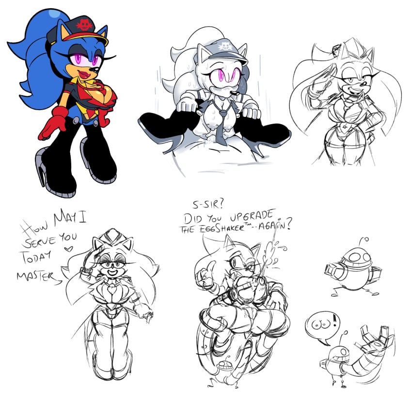 absurd_res anthro big_breasts bodily_fluids breasts clothing duo eggman_logo english_text eyeshadow female footwear genderswap genitals hi_res high_heels lactating lipstick machine makeup male mind_control missphase mobian_(species) nipples pussy robot rule_63 sega shoes sketch sonic_(series) sonic_the_hedgehog sonic_the_hedgehog_(series) sonique_the_hedgehog straight sweat text vaginal_penetration