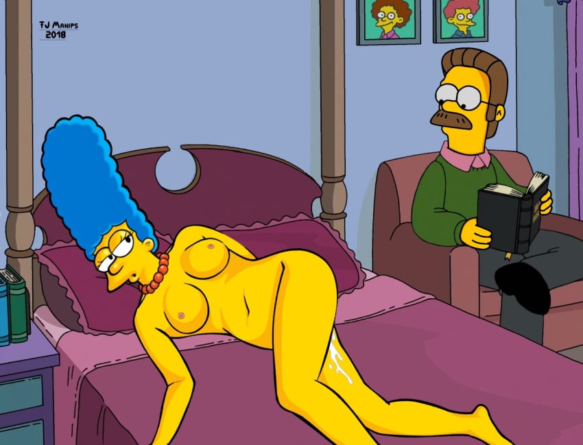 1girls fjm marge_simpson ned_flanders tagme the_simpsons